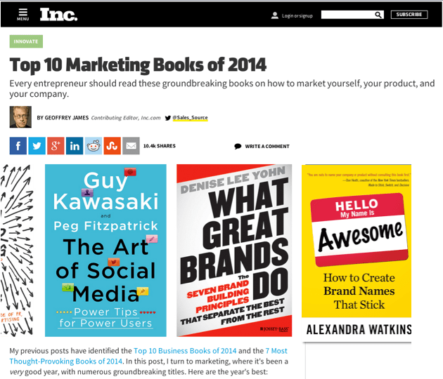 An Inc. Magazine Top 10 Marketing Book