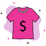 t-shirt with dollar sign shows monetized merchandise